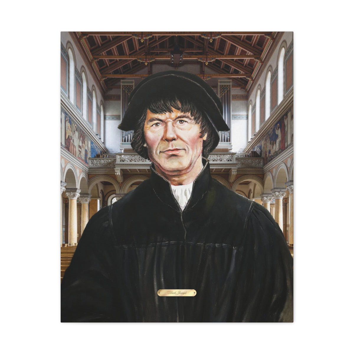 Oil Portrait Series with Faux Nameplate - Ulrich Zwingli