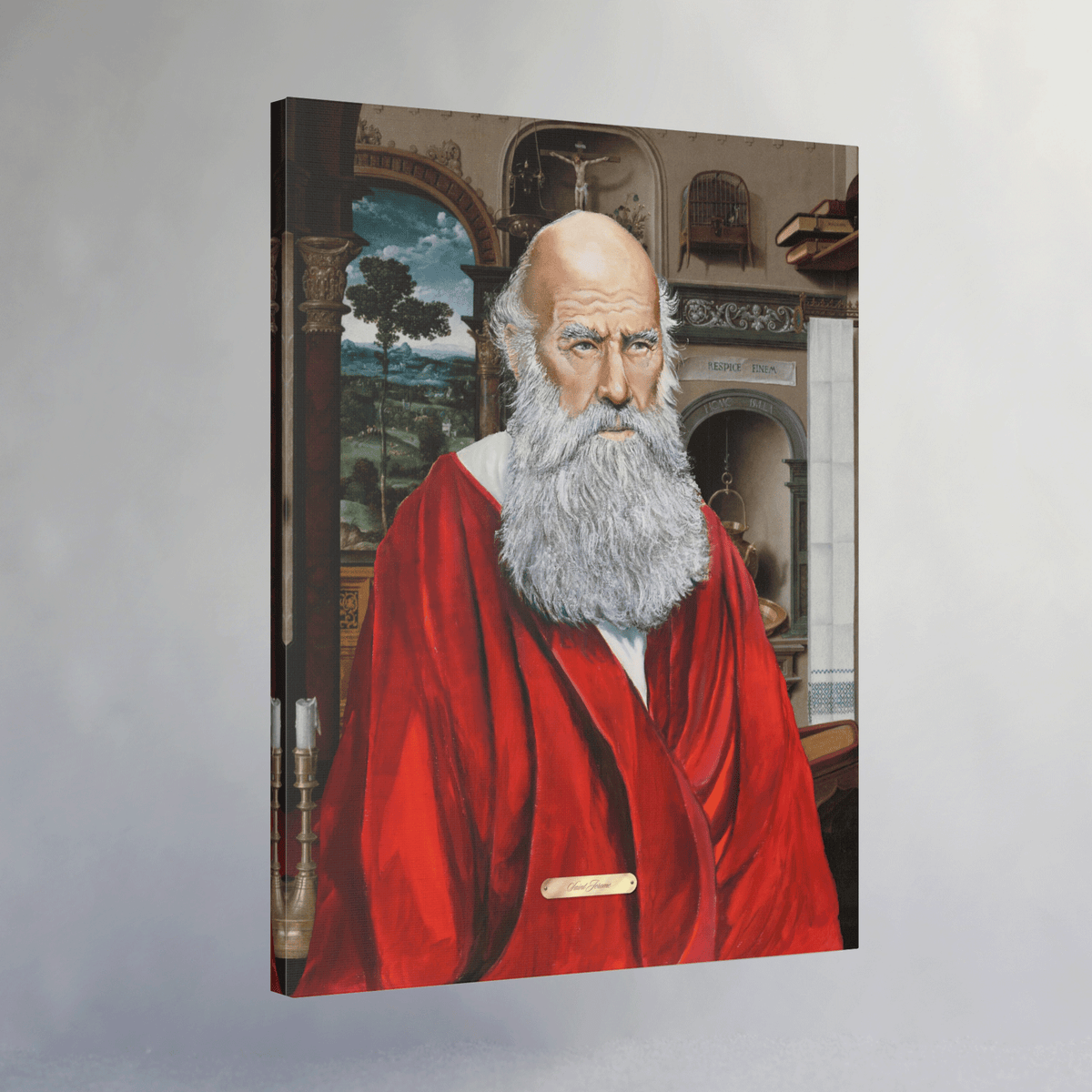 Oil Portrait Series with Faux Nameplate - Saint Jerome