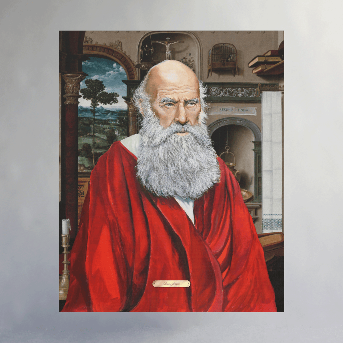 Oil Portrait Series with Faux Nameplate - Saint Jerome