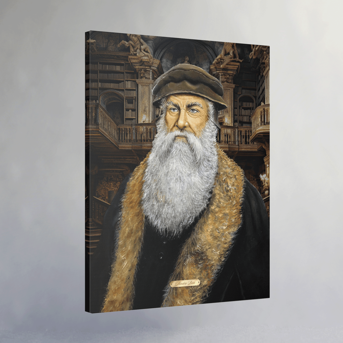 Oil Portrait Series with Faux Nameplate - Theodore Beza