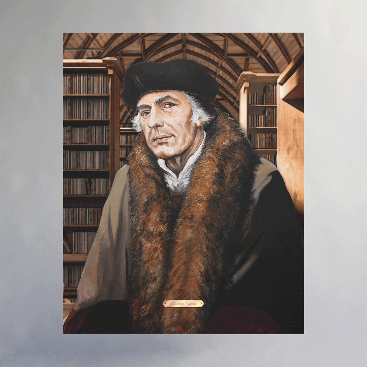 Oil Portrait Series with Faux Nameplate - Desiderius Erasmus