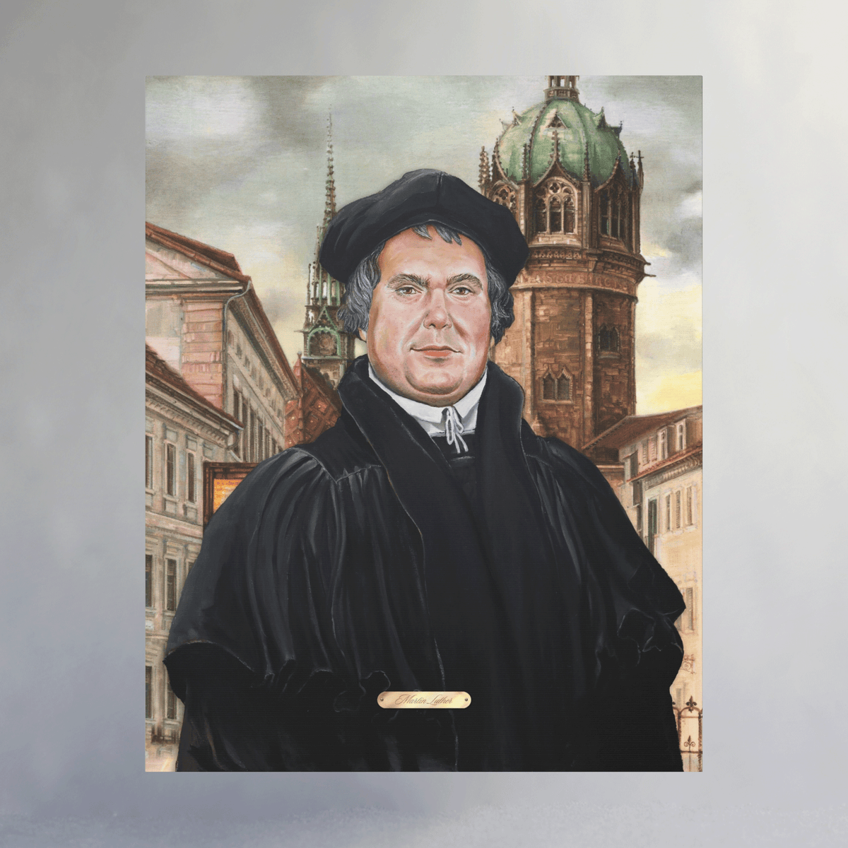 Oil Portrait Series with Faux Nameplate - Martin Luther