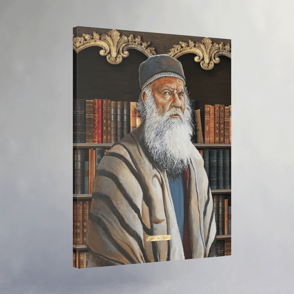 Oil Portrait Series with Faux Nameplate - Jacob Ben Chayyim