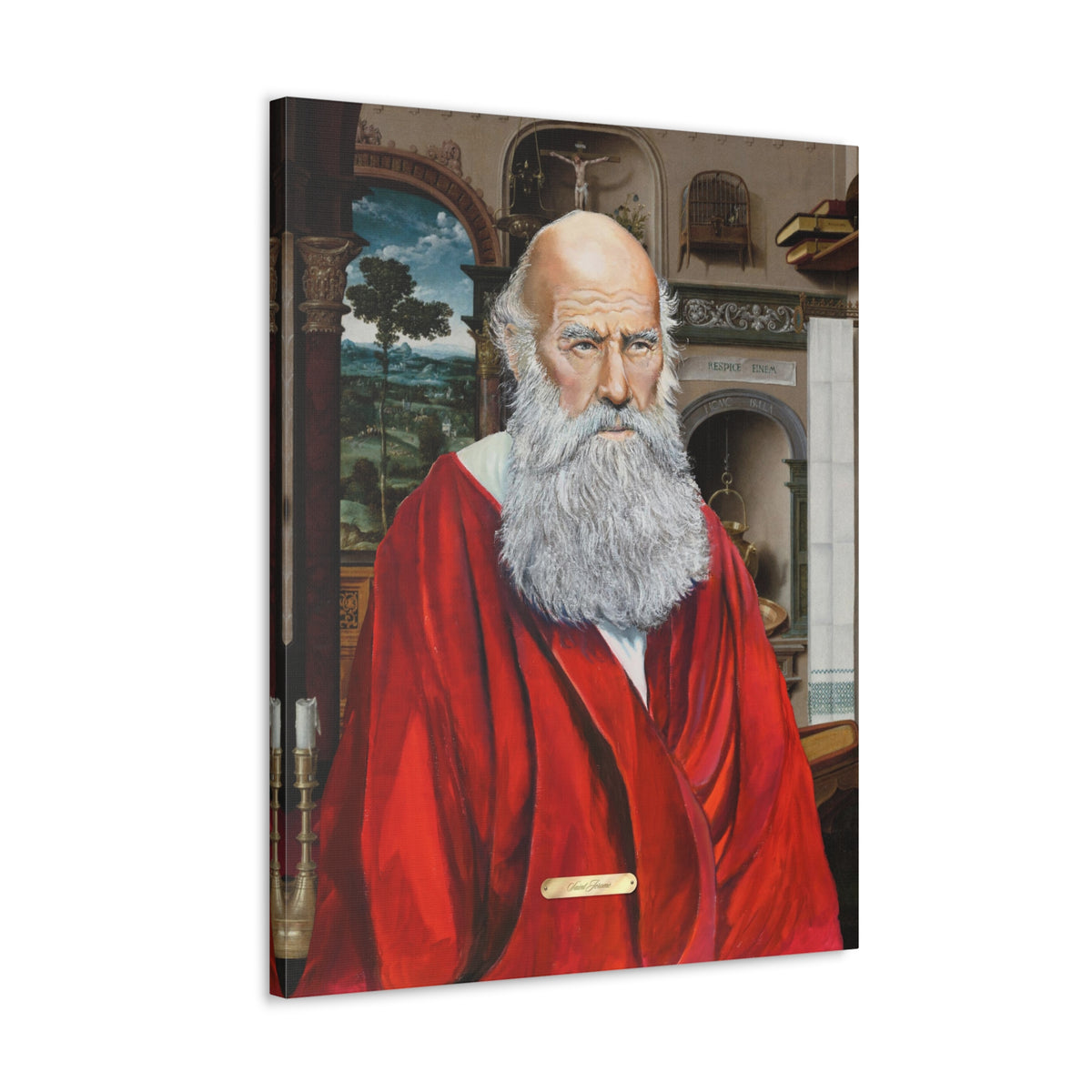 Oil Portrait Series with Faux Nameplate - Saint Jerome