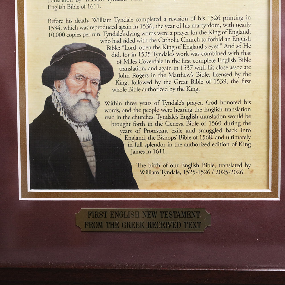 24 x 20 Commemorative Artwork of the 500th Anniversary of the Tyndale 1526 New Testament