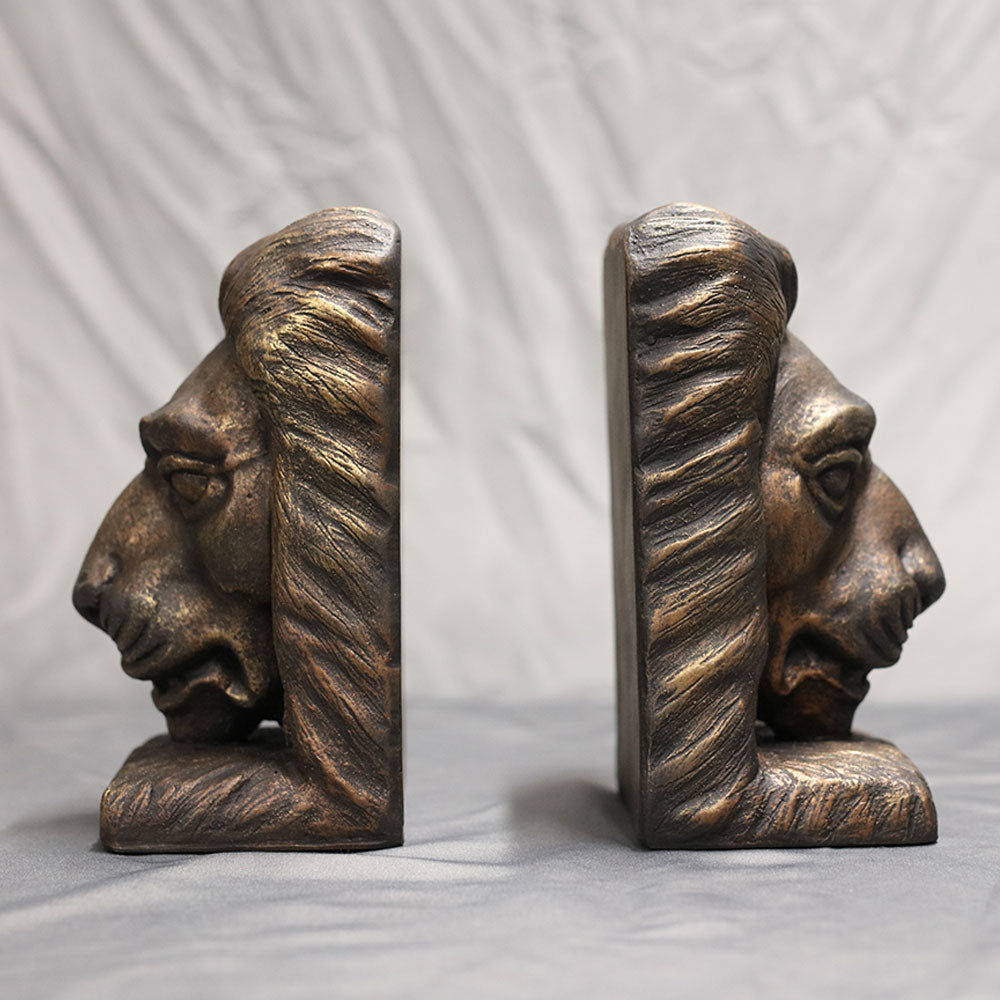 Lion Head Bookends (set of 2)