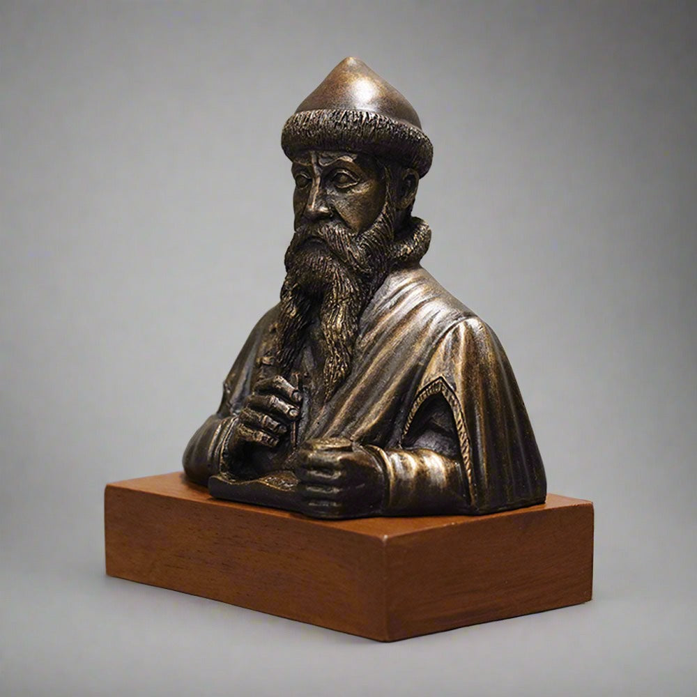 Johannes Gutenberg - Bust on Wood Base