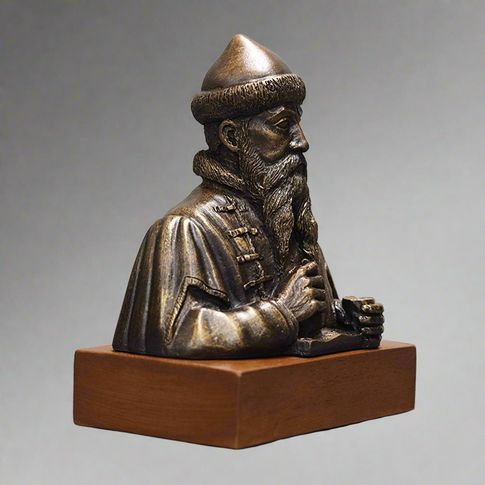 Johannes Gutenberg - Bust on Wood Base