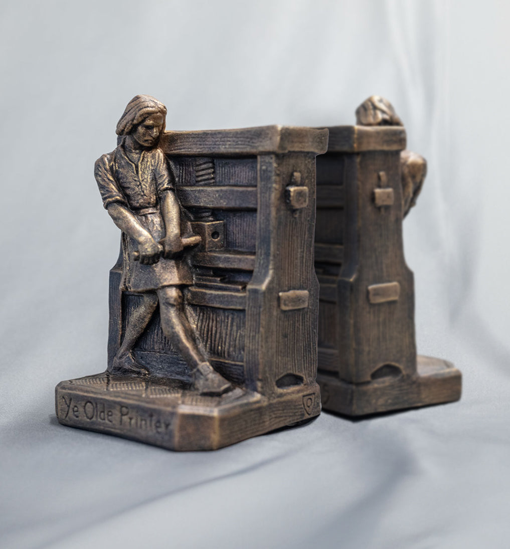 Johannes Gutenberg Ye Olde Printer Bookends (set of 2)