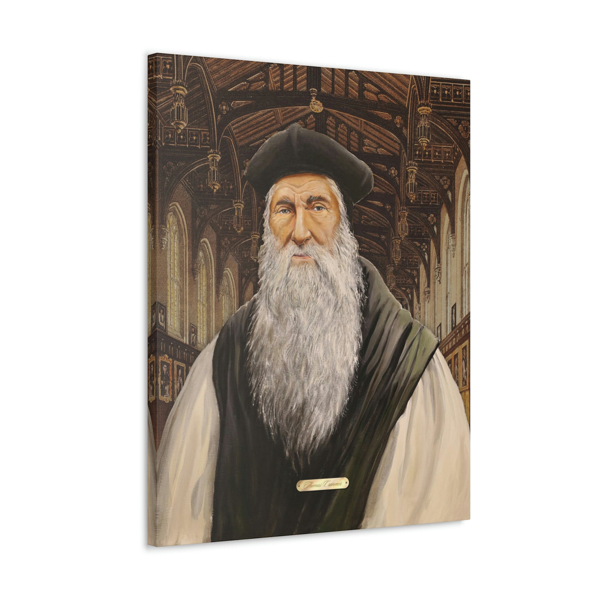 Oil Portrait Series with Faux Nameplate - Thomas Cranmer