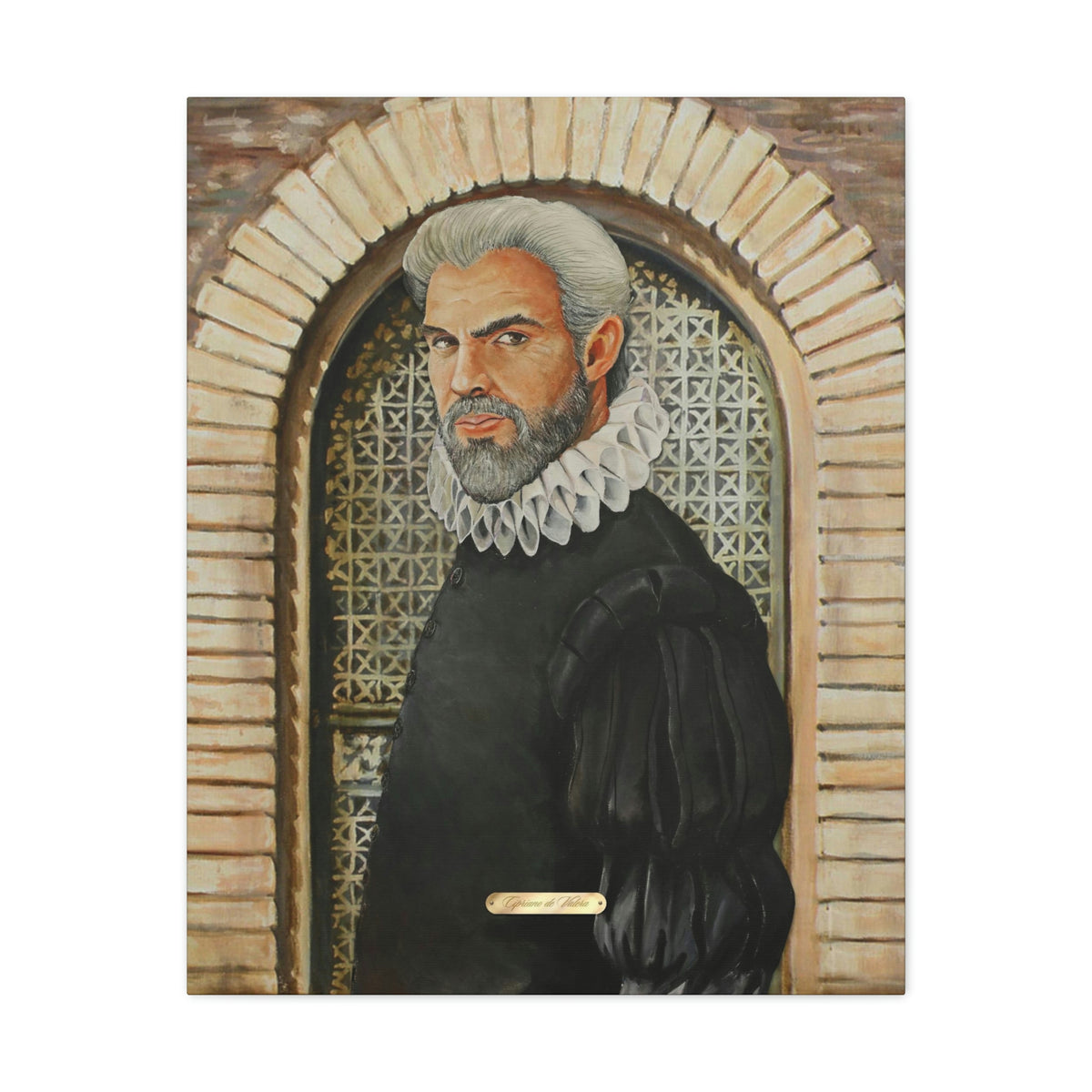 Oil Portrait Series with Faux Nameplate - Cipriano de Valera