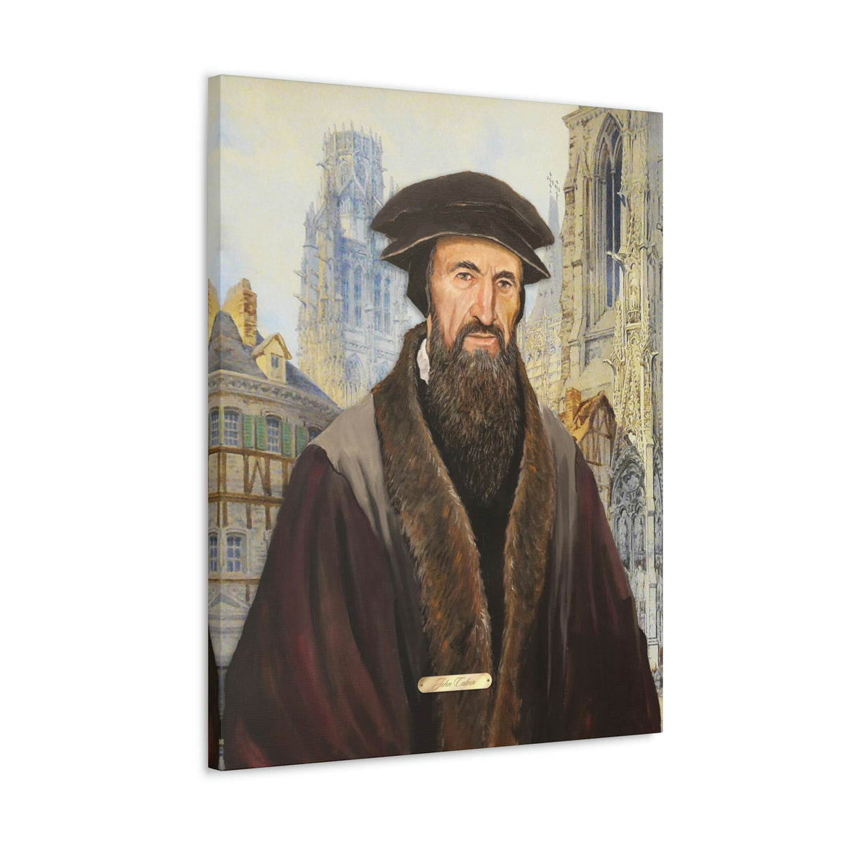Oil Portrait Series with Faux Nameplate - John Calvin