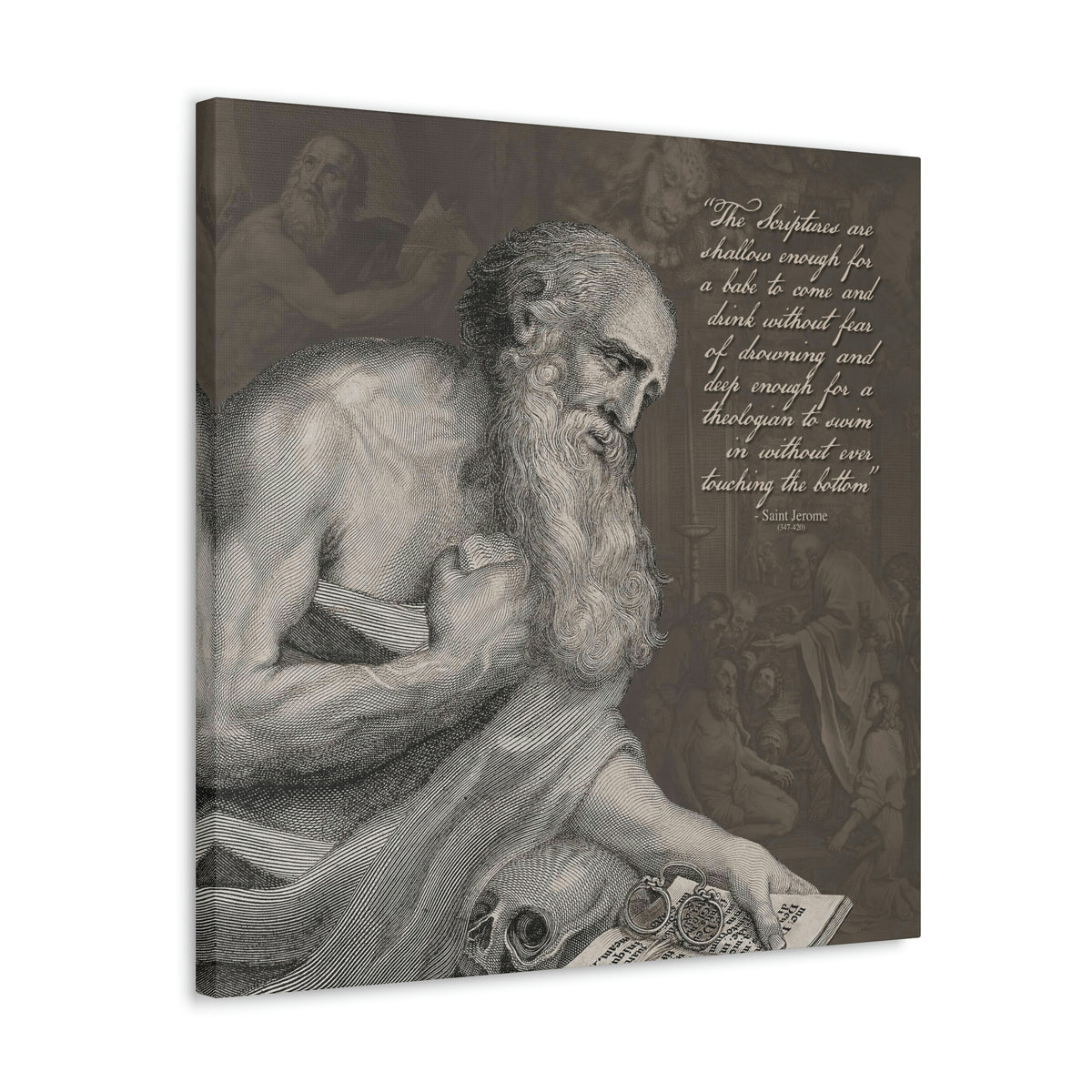 Grayscale Canvas Wall Decor - Saint Jerome