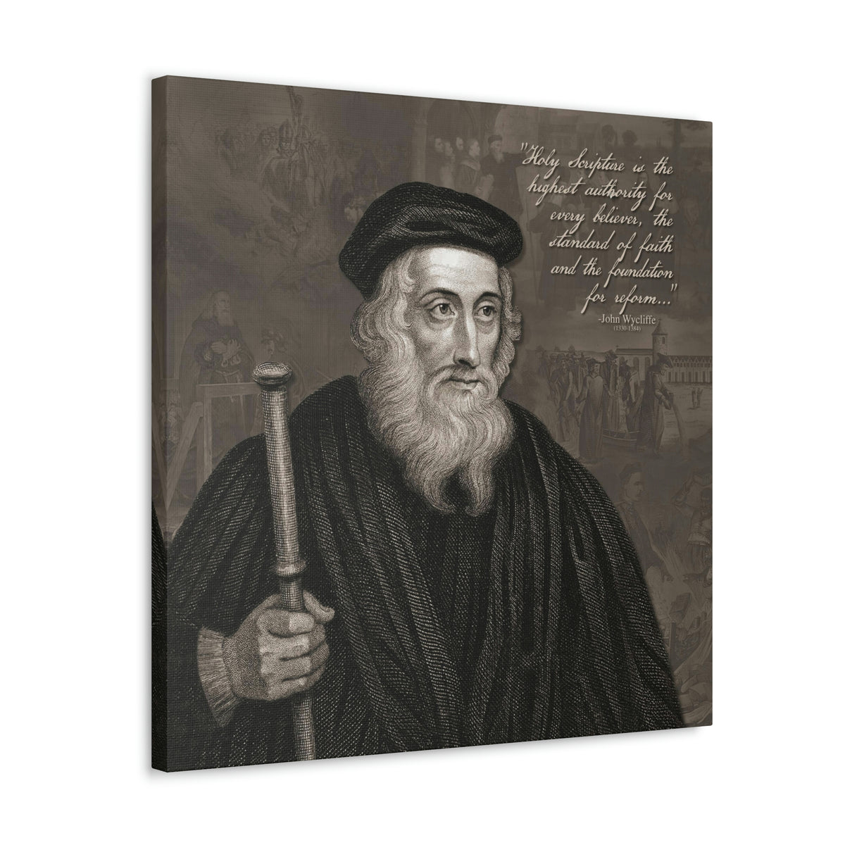 Grayscale Canvas Wall Decor - John Wycliffe