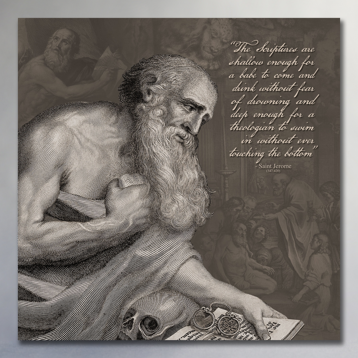 Grayscale Canvas Wall Decor - Saint Jerome