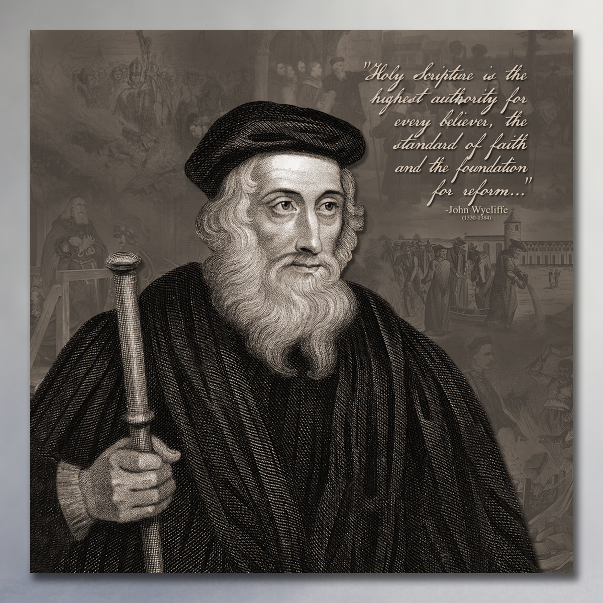 Grayscale Canvas Wall Decor - John Wycliffe