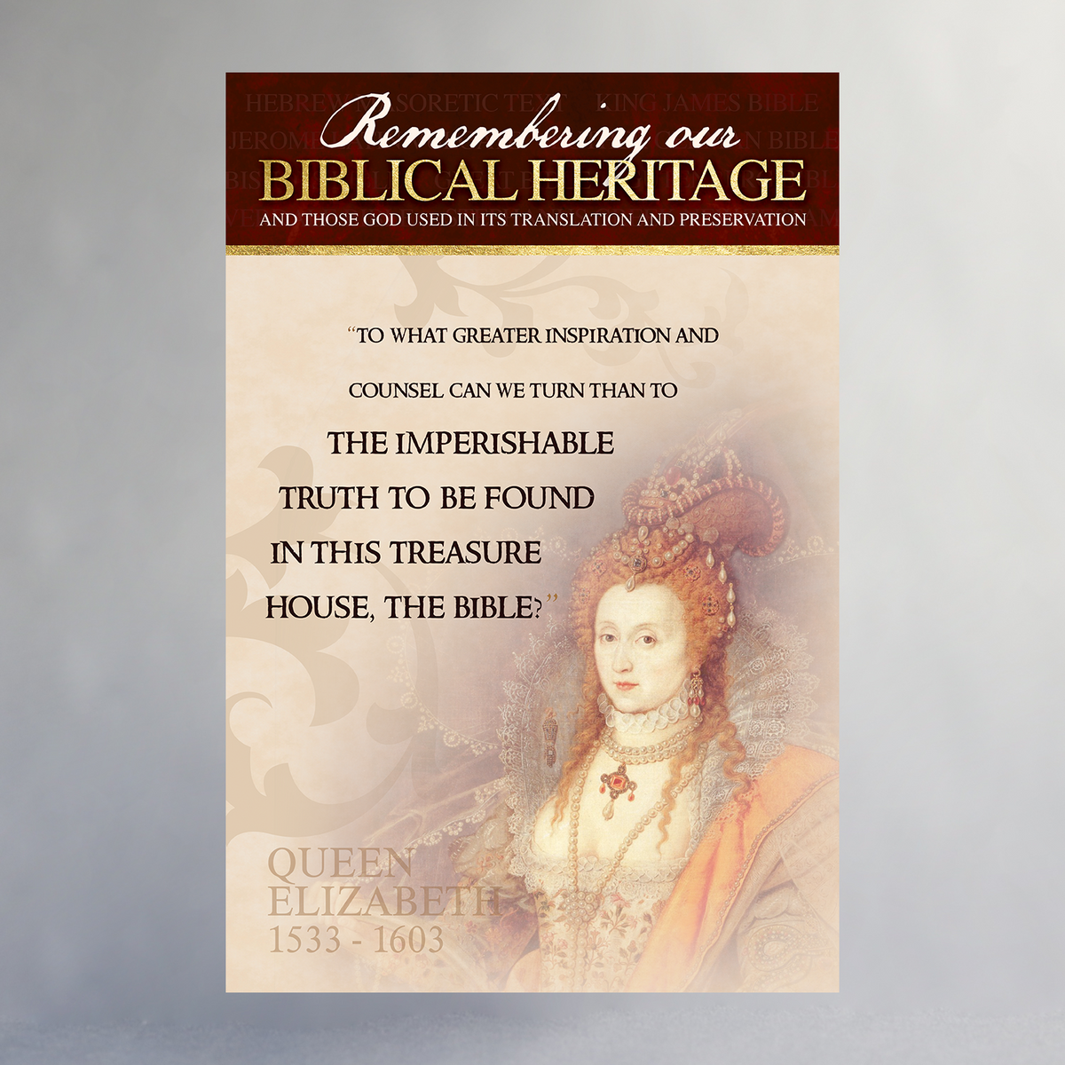 24&quot; x 36&quot; Biblical Heritage Poster Series - Queen Elizabeth/Bishop&#39;s Bible