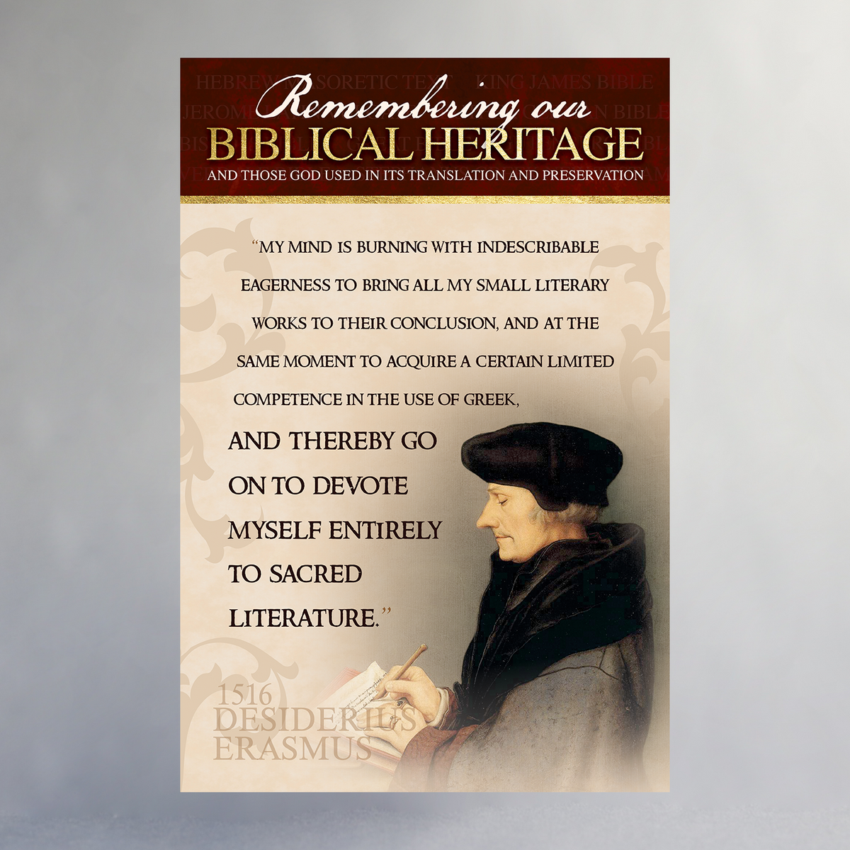 24&quot; x 36&quot; Biblical Heritage Poster Series - Desiderius Erasmus