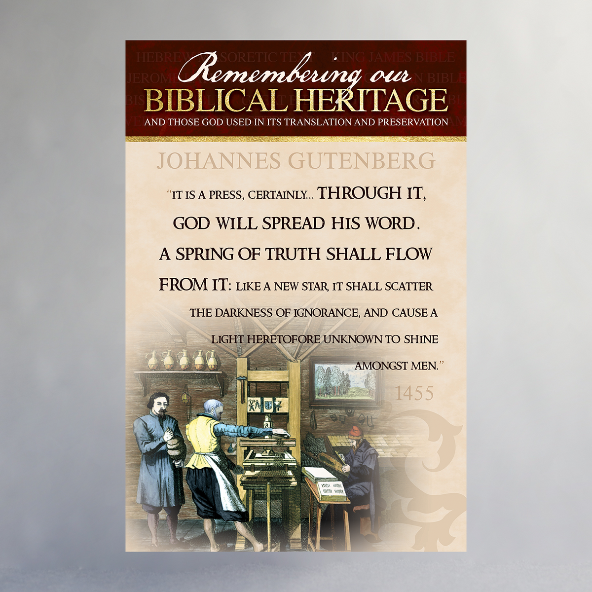 24&quot; x 36&quot; Biblical Heritage Poster Series - Johannes Gutenberg