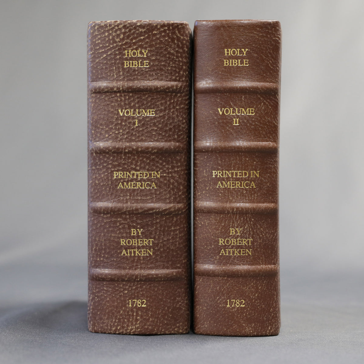 Aitken 2-volume Bible - 1782 Facsimile Yuma Cherrywood Distressed Leather