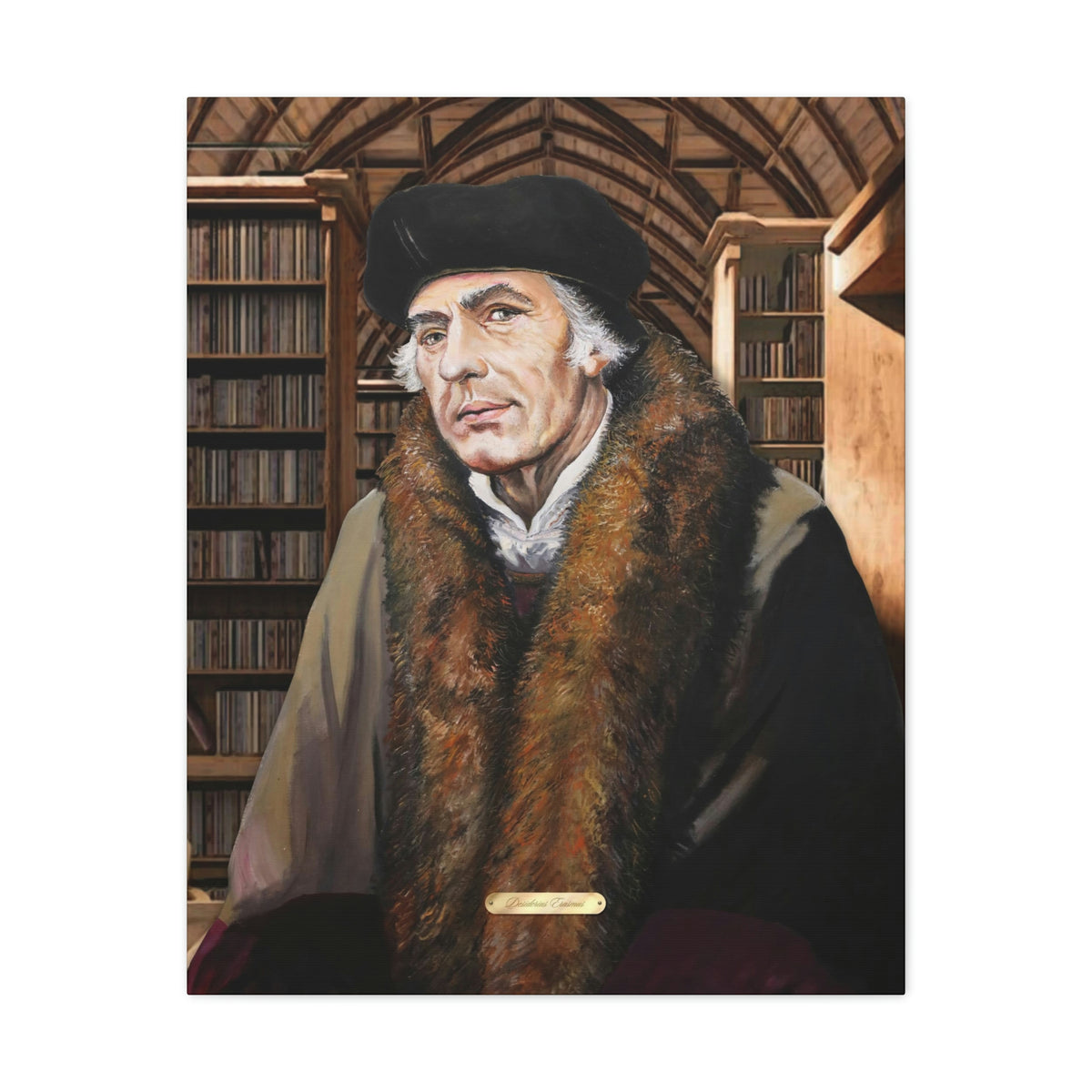 Oil Portrait Series with Faux Nameplate - Desiderius Erasmus